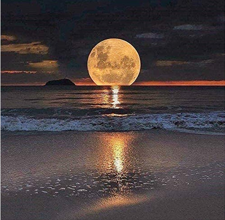 Oil Painting set - Enjoy Painting? DIY oil paint set. Moon setting over the ocean