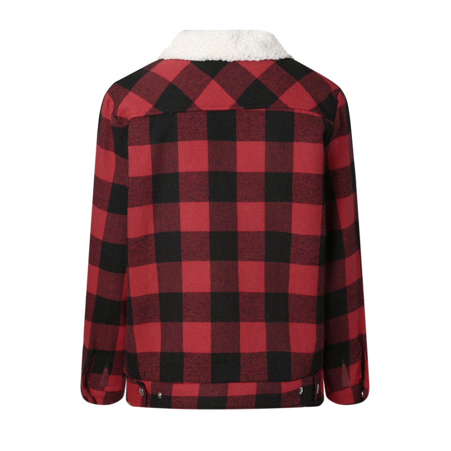 Women’s Winter Jacket - Red and Black Plaid fleece-lined jacet