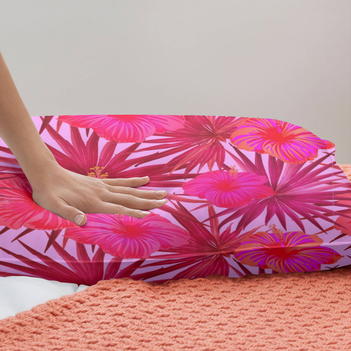 4 piece pink and red set - reversible duvet, pillow cases and sheet