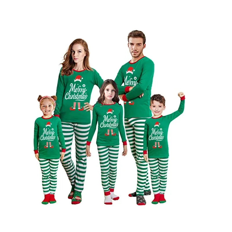 Christmas Family Matching Pajamas Set 2021 Xmas Santa Stitching Adult Kid Pyjamas Clothing Baby Jumpsuit Family Matching Clothes