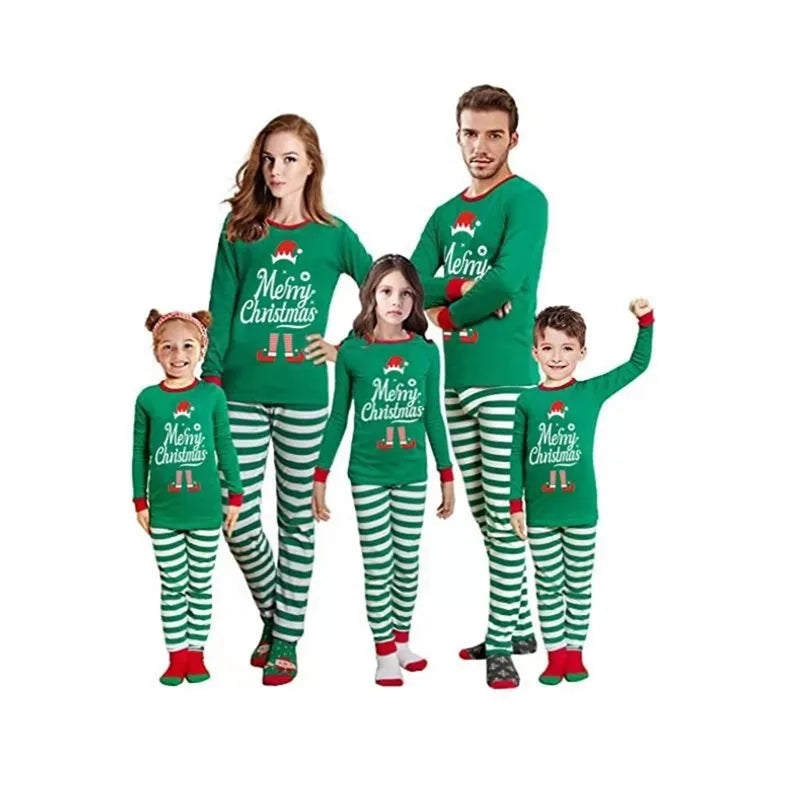 Christmas Family Matching Pajamas Set 2021 Xmas Santa Stitching Adult Kid Pyjamas Clothing Baby Jumpsuit Family Matching Clothes