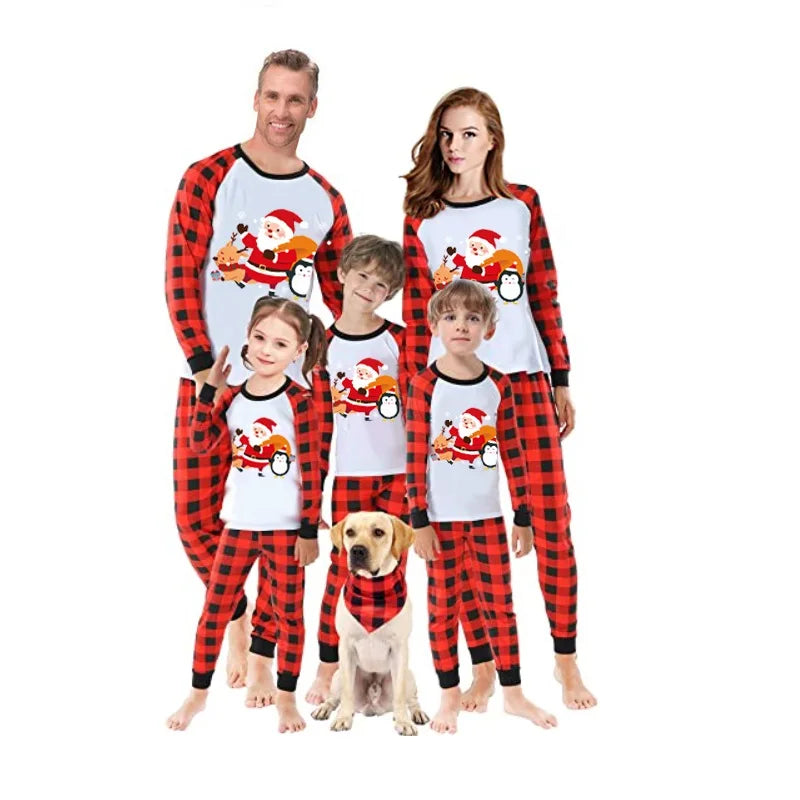 Christmas Family Matching Pajamas Set 2021 Xmas Santa Stitching Adult Kid Pyjamas Clothing Baby Jumpsuit Family Matching Clothes