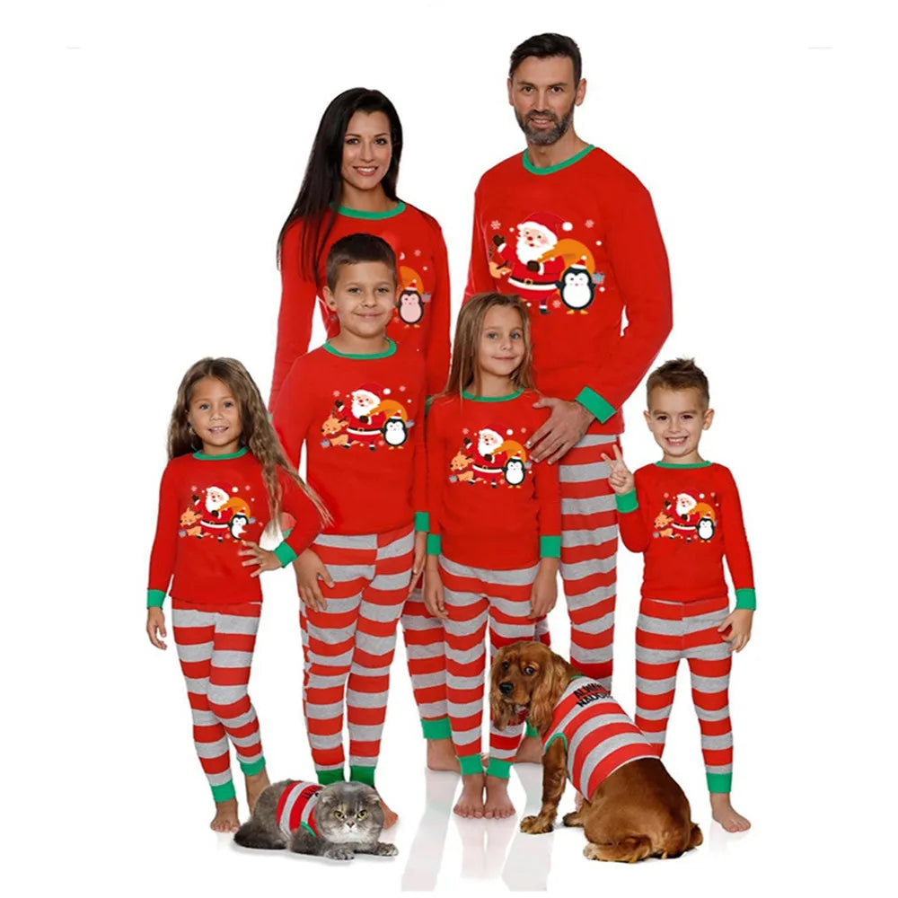 Christmas Family Matching Pajamas Set 2021 Xmas Santa Stitching Adult Kid Pyjamas Clothing Baby Jumpsuit Family Matching Clothes