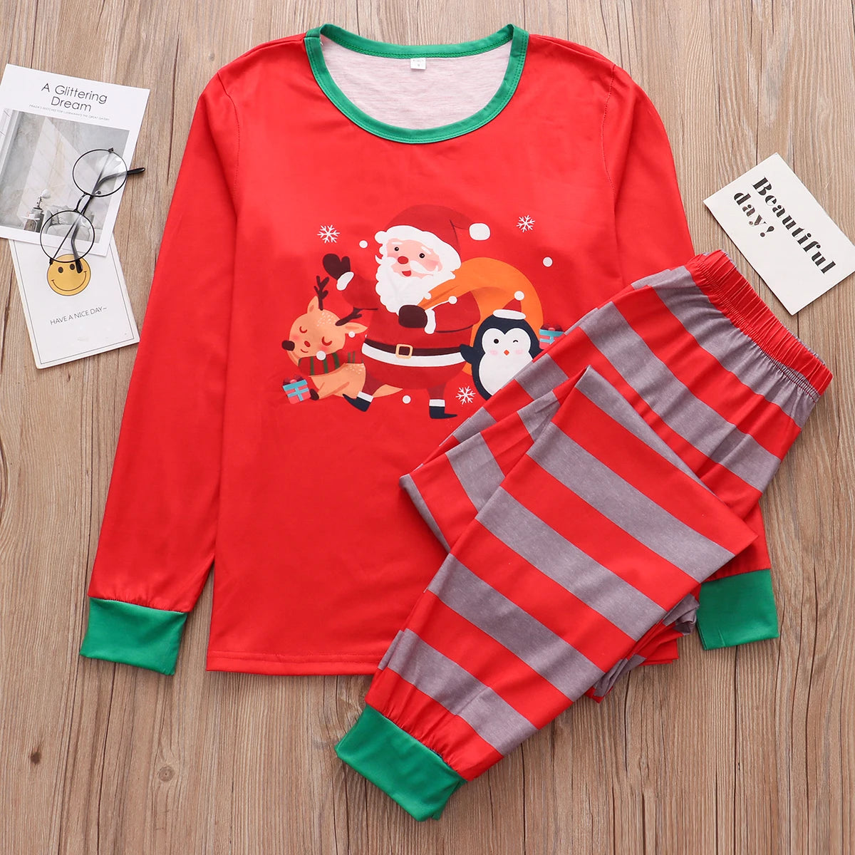 Christmas Family Matching Pajamas Set 2021 Xmas Santa Stitching Adult Kid Pyjamas Clothing Baby Jumpsuit Family Matching Clothes