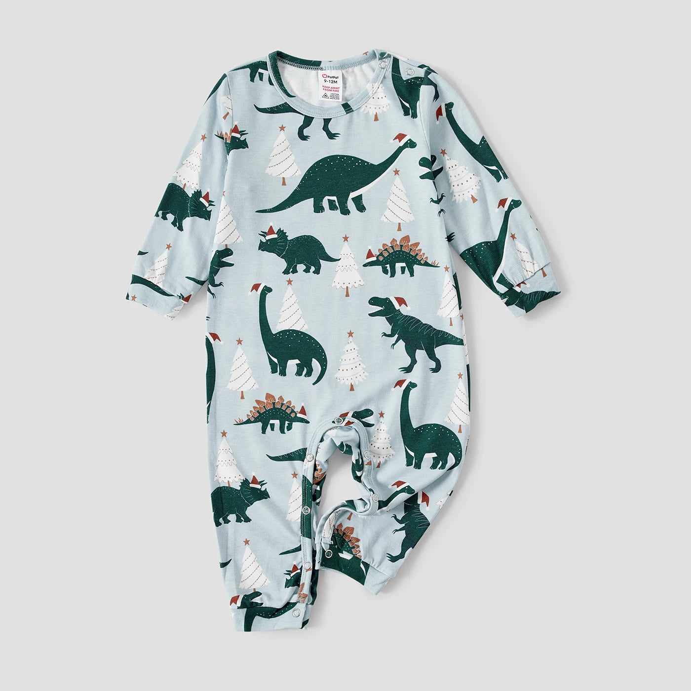 PatPat Christmas Family Matching Dinosaur Print Long-sleeve Pajamas Sets(Flame resistant)