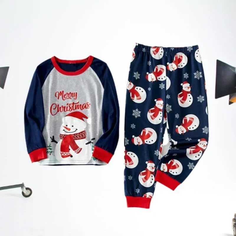 Christmas pajamas Merry Christmas Family Matching Outfit Cartoon Print Cute Soft Sleepwear Parent-child 2 Pieces Suit Baby Romper Warm Pajamas Set
