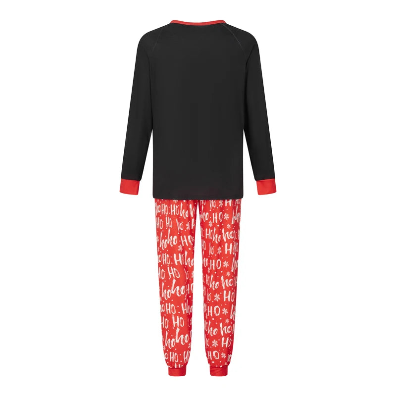 Christmas Family Pajamas Matching Outfits Letters Print Long Sleeve T-shirt with Pants Set/ Jumpsuit Sleepwear Loungewear