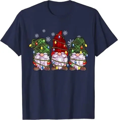 Gift Family Matching Xmas Holiday Pajamas Cute Graphic Tee Top Three Gnomes Shirts Men Women Buffalo Plaid Red Christmas T-Shir