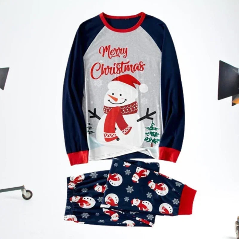 Christmas pajamas Merry Christmas Family Matching Outfit Cartoon Print Cute Soft Sleepwear Parent-child 2 Pieces Suit Baby Romper Warm Pajamas Set
