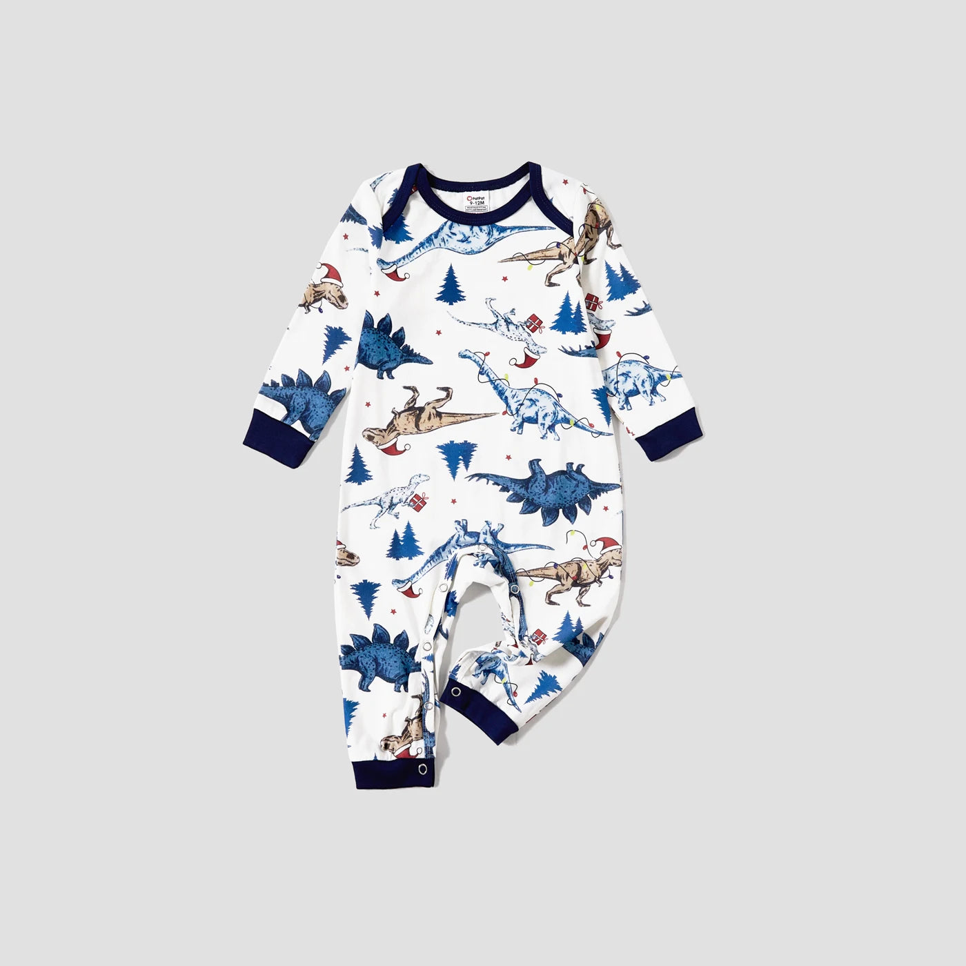 PatPat Christmas Family Matching Cute Dinosuar Allover Print Pajamas Sets(Flame Resistant)