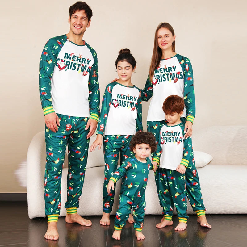 Christmas Family Matching Outfits Letter Print Pajamas Father Mother Kids Clothes Xmas Sleepwear Family Clothing Set New Year