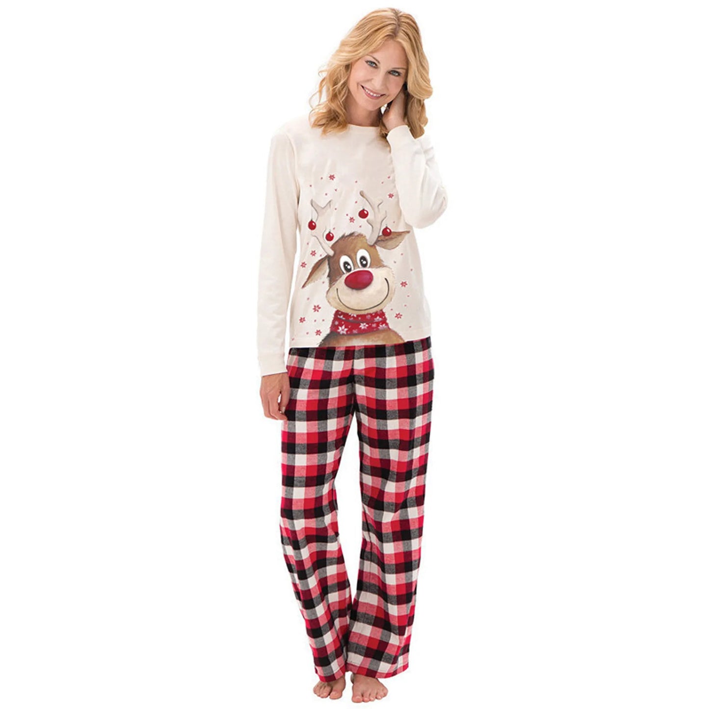 Christmas Family Matching Outfits Set Cute Elk Adult Baby Family Matching Pajamas Xmas Pet Dog Scarf Homewear New Year Clothes