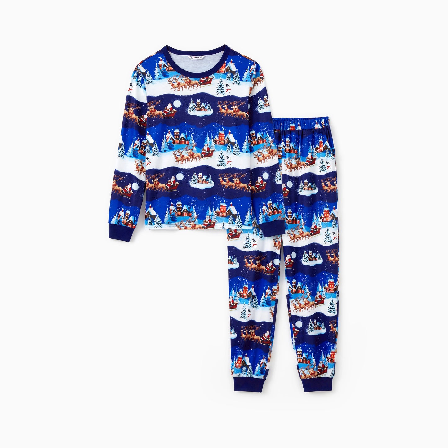 PatPat Christmas Family Matching Santa Sleigh With Reindeer Pattern Pajamas Sets with Pockets ( Flame Resistant )