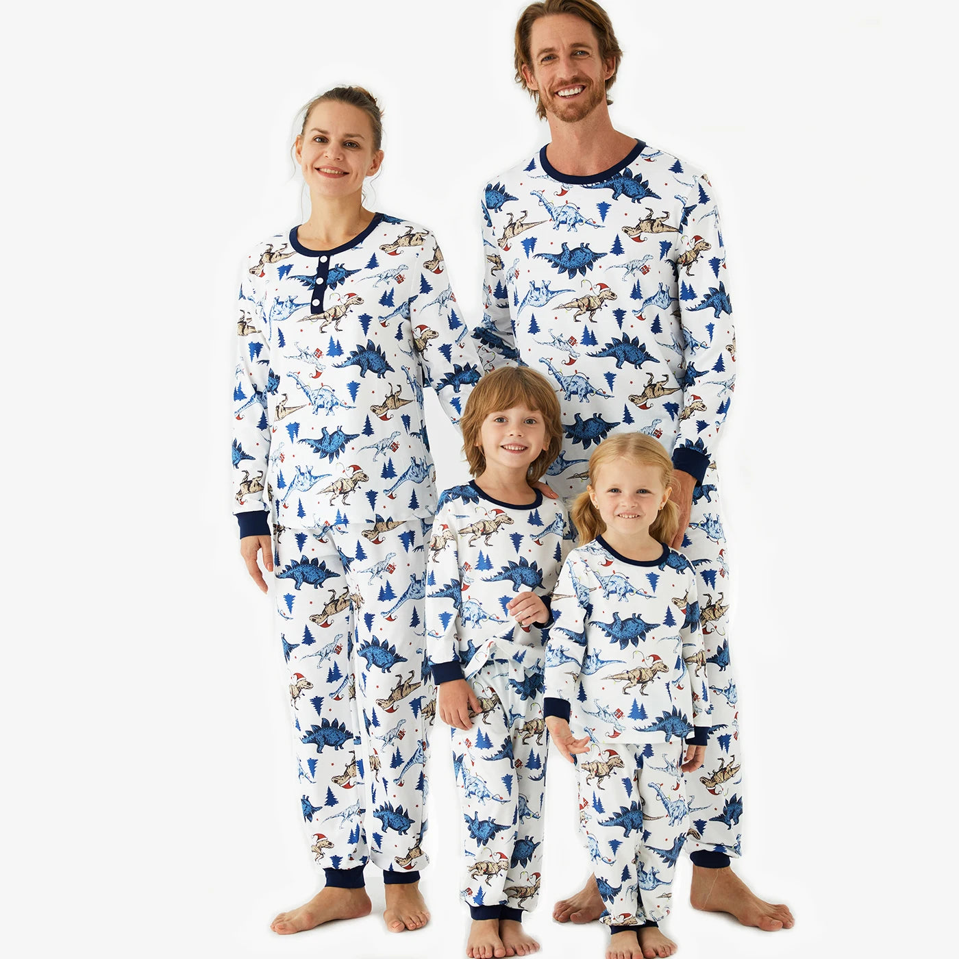 PatPat Christmas Family Matching Cute Dinosuar Allover Print Pajamas Sets(Flame Resistant)