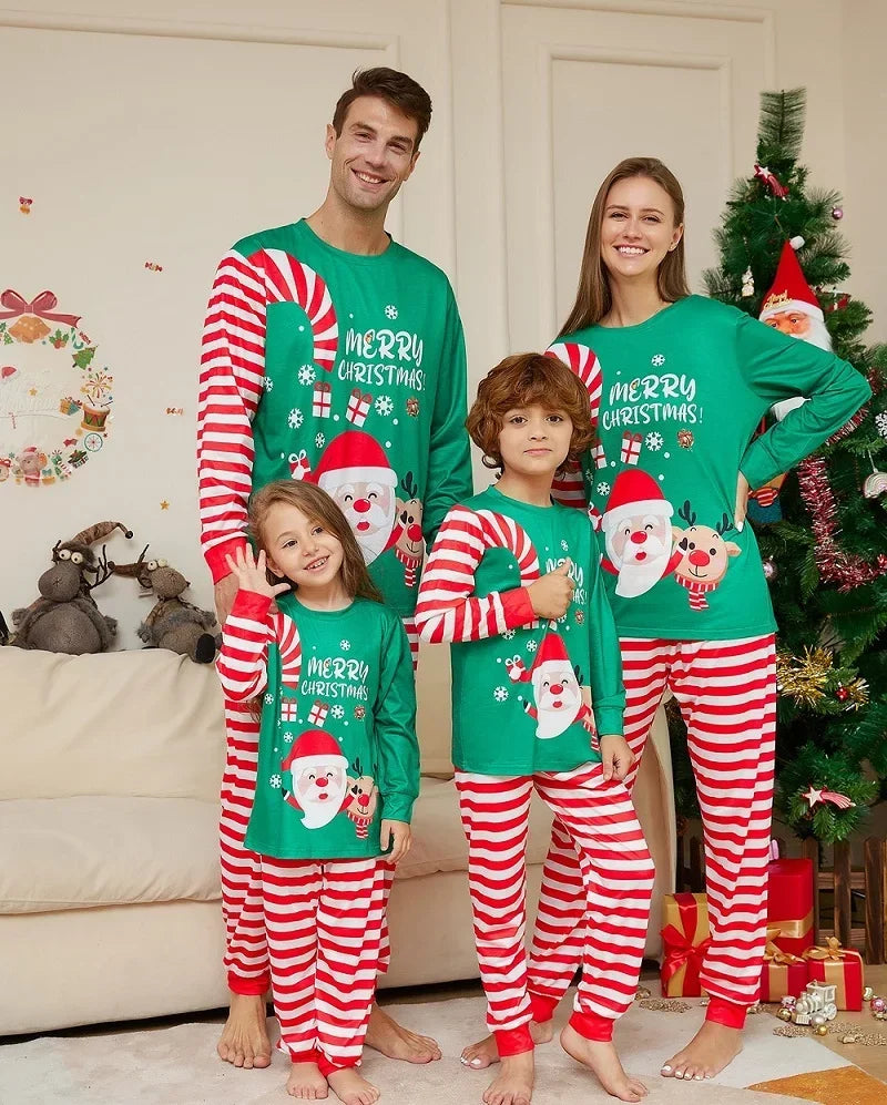2024 Christmas Family Matching Pajamas Adult Kid Baby Outfits Tops+Pants 2PCS Xmas Sleepwear Pajamas Dog Clothes