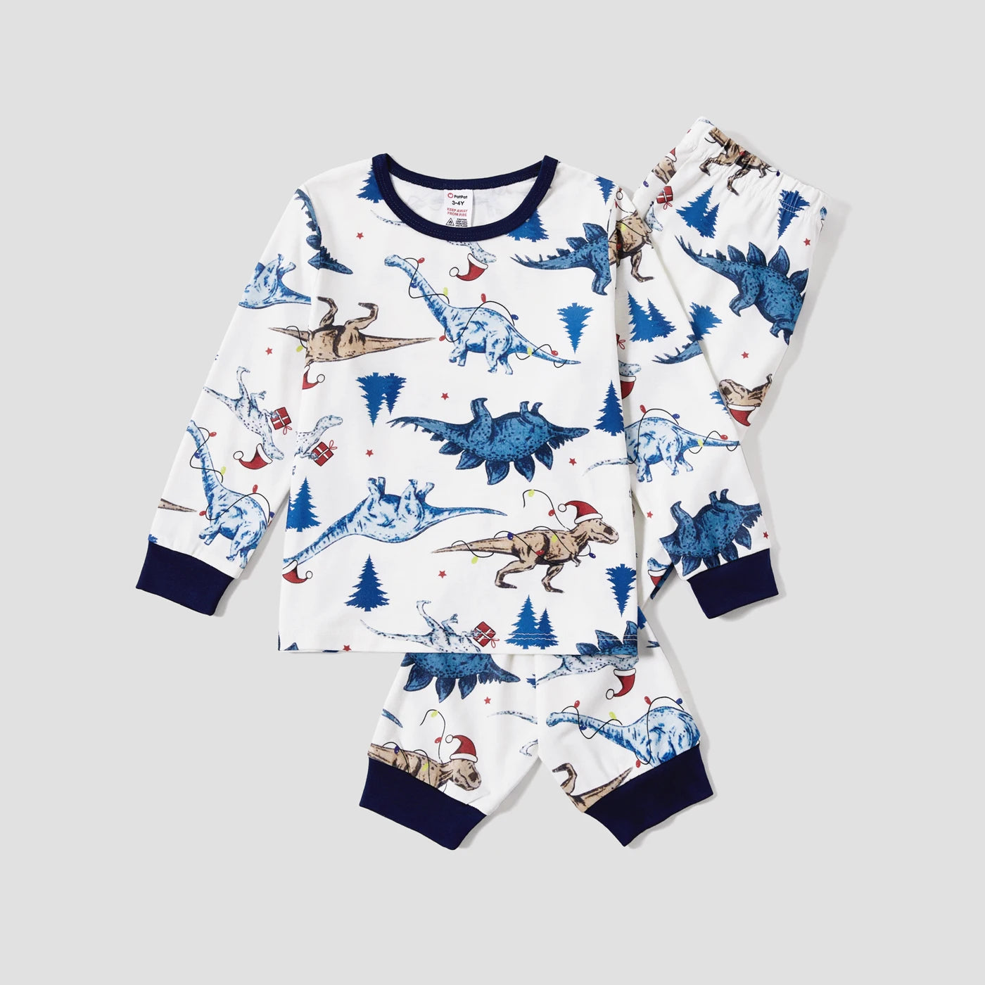 PatPat Christmas Family Matching Cute Dinosuar Allover Print Pajamas Sets(Flame Resistant)