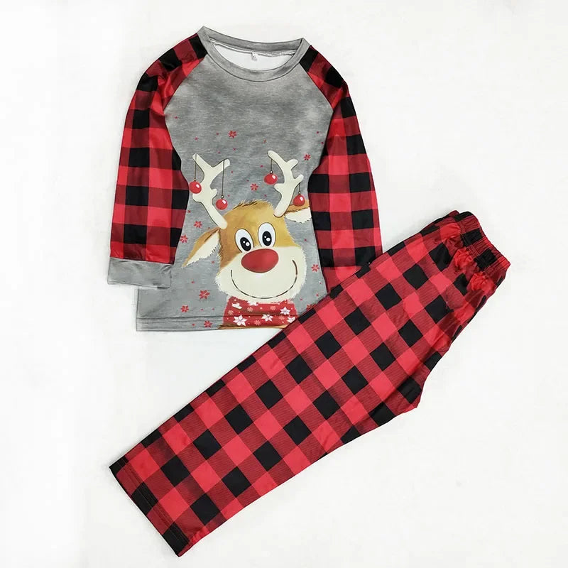 Christmas Family Pajamas Set Cute Deer Print Family Parent-child Suit Autumn Clothes Baby Romper Adult Kids Party Nightwear