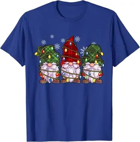 Gift Family Matching Xmas Holiday Pajamas Cute Graphic Tee Top Three Gnomes Shirts Men Women Buffalo Plaid Red Christmas T-Shir