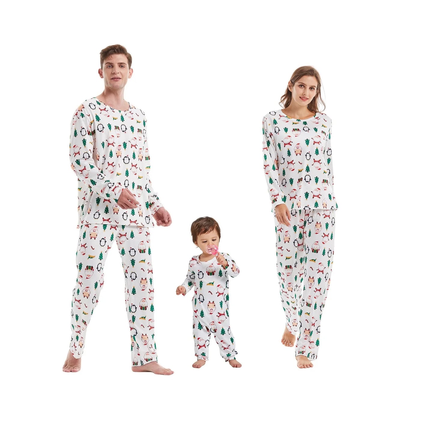 Christmas Family Matching Pajamas Set 2021 Xmas Santa Stitching Adult Kid Pyjamas Clothing Baby Jumpsuit Family Matching Clothes