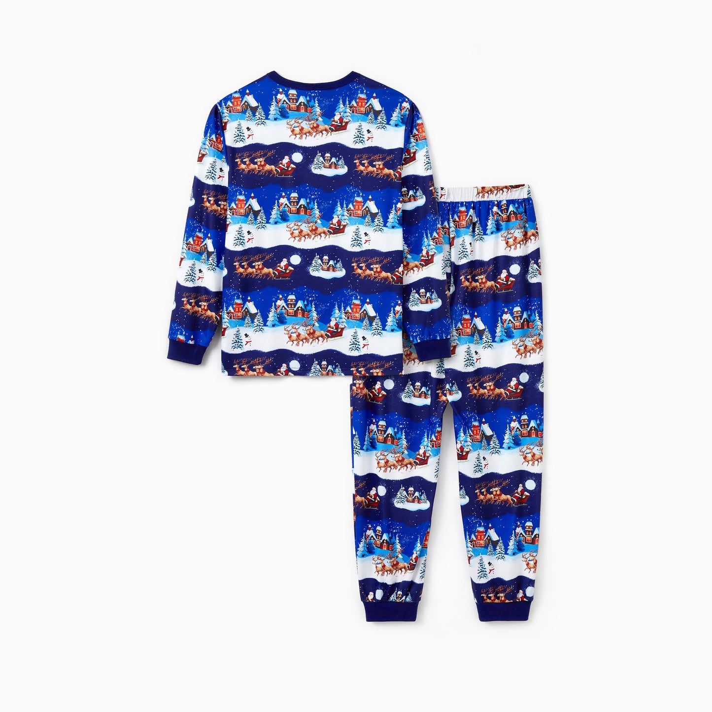 PatPat Christmas Family Matching Santa Sleigh With Reindeer Pattern Pajamas Sets with Pockets ( Flame Resistant )