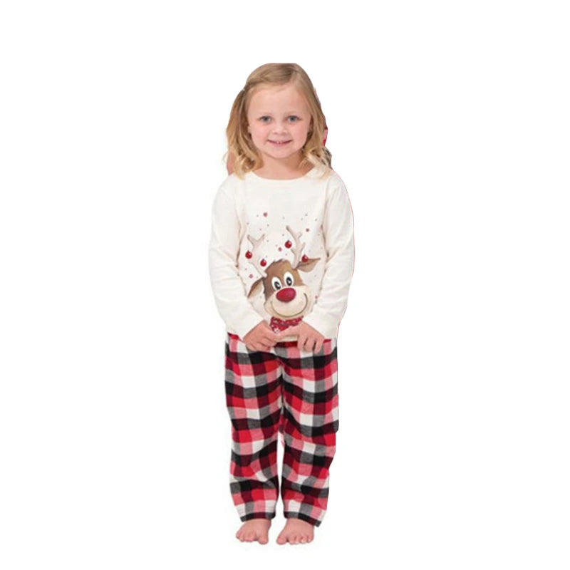 Christmas Family Matching Outfits Set Cute Elk Adult Baby Family Matching Pajamas Xmas Pet Dog Scarf Homewear New Year Clothes