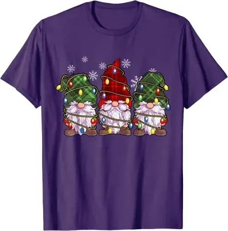 Gift Family Matching Xmas Holiday Pajamas Cute Graphic Tee Top Three Gnomes Shirts Men Women Buffalo Plaid Red Christmas T-Shir