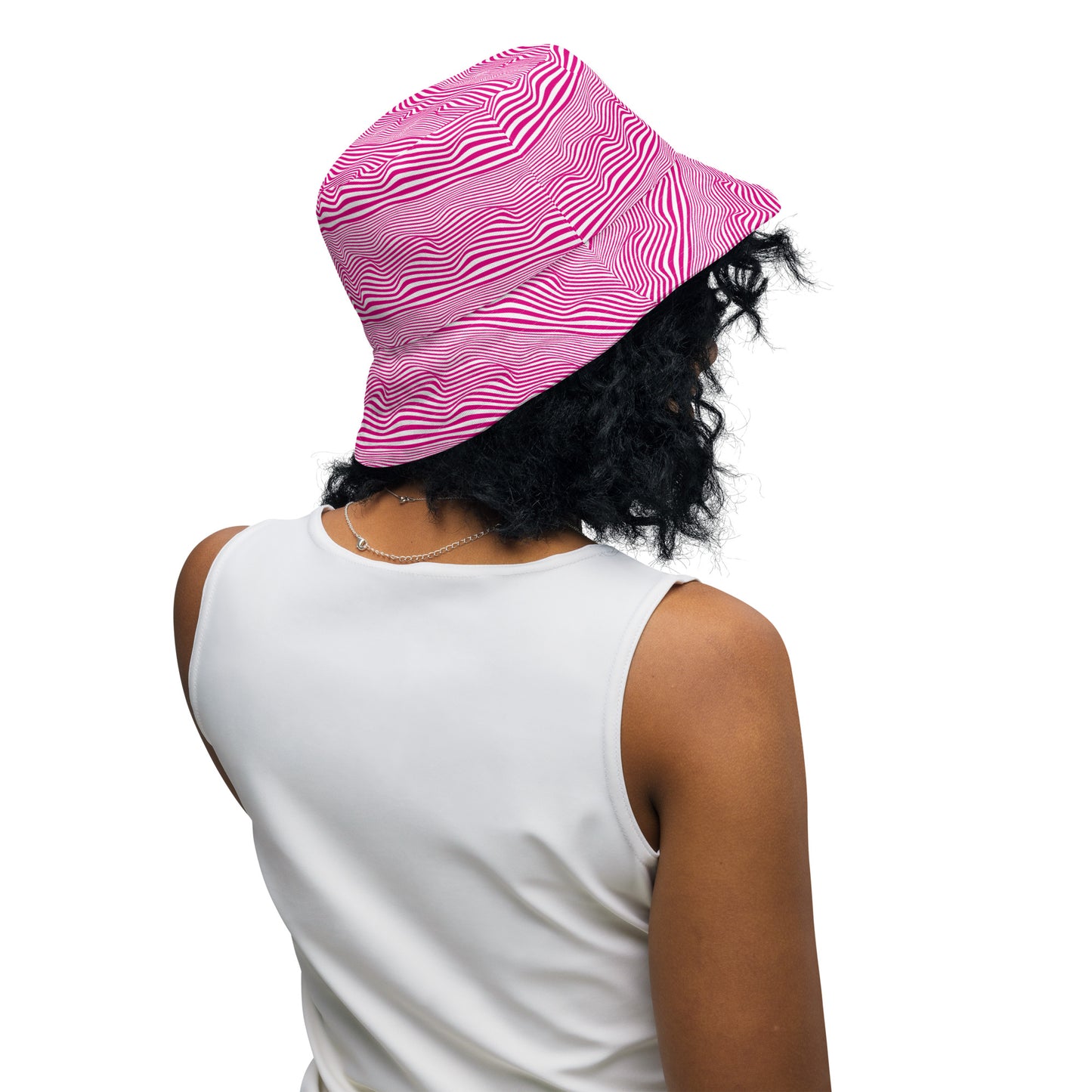 Reversible bucket hat spring pink and yellow design no. 1