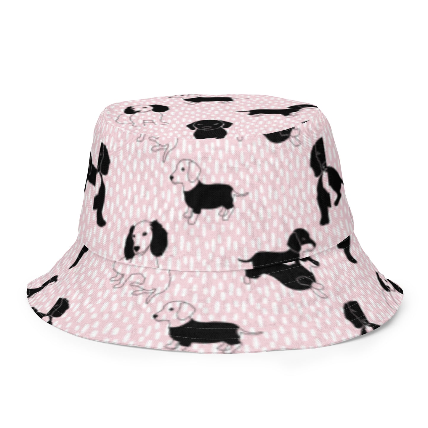 Reversible bucket hat dogs in pink and white design with pink on reverse no. 1