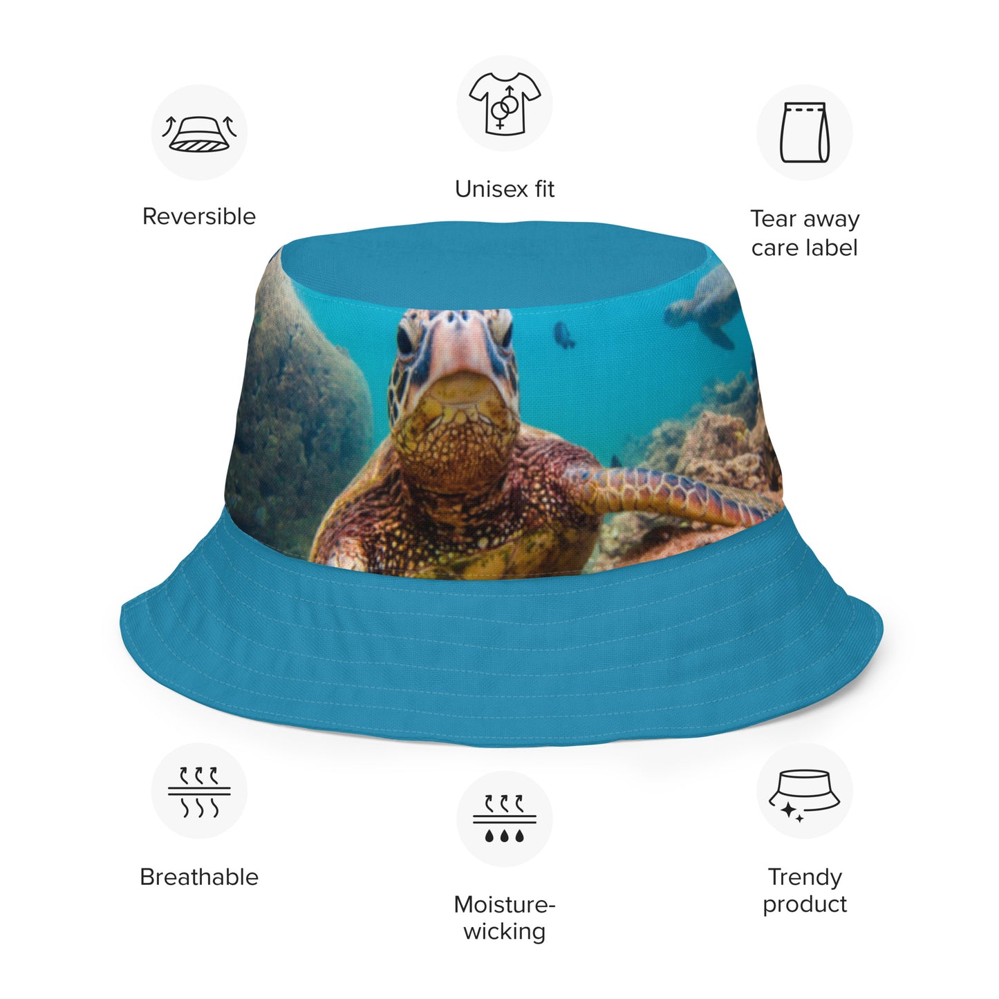Reversible bucket hat Turtle Design No. 3