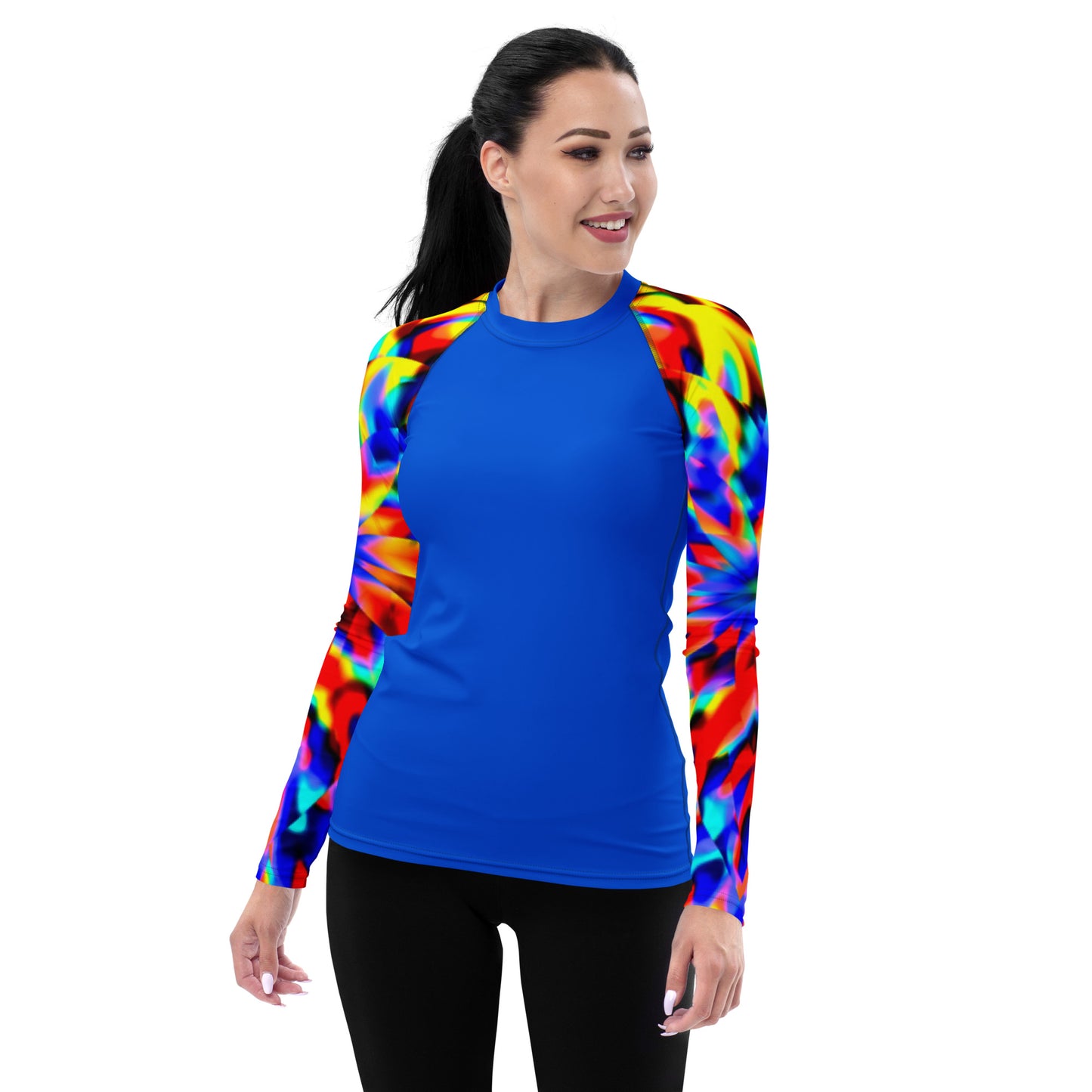 Rashguard - Blue with colorful sleeves Women's Rash Guard
