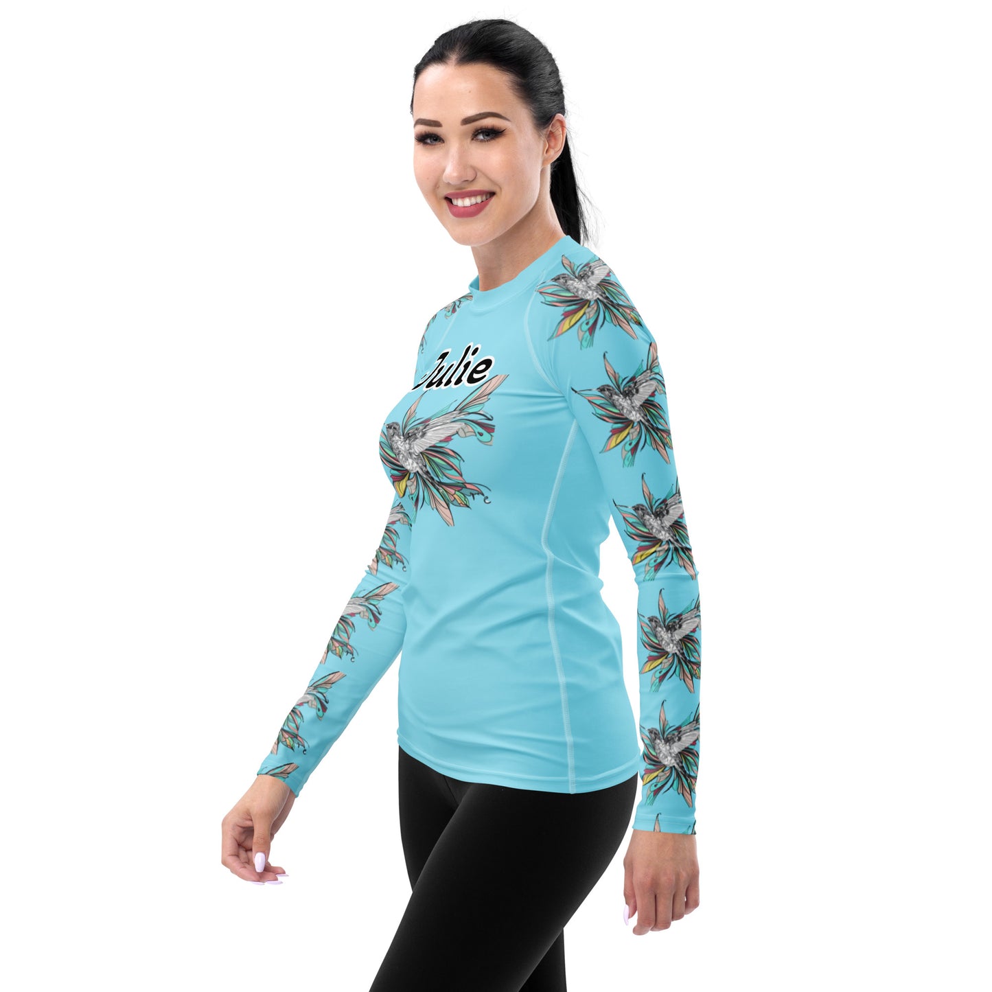 Rashguard - Women's Rash Guard - Hummingbird Design No. 5
