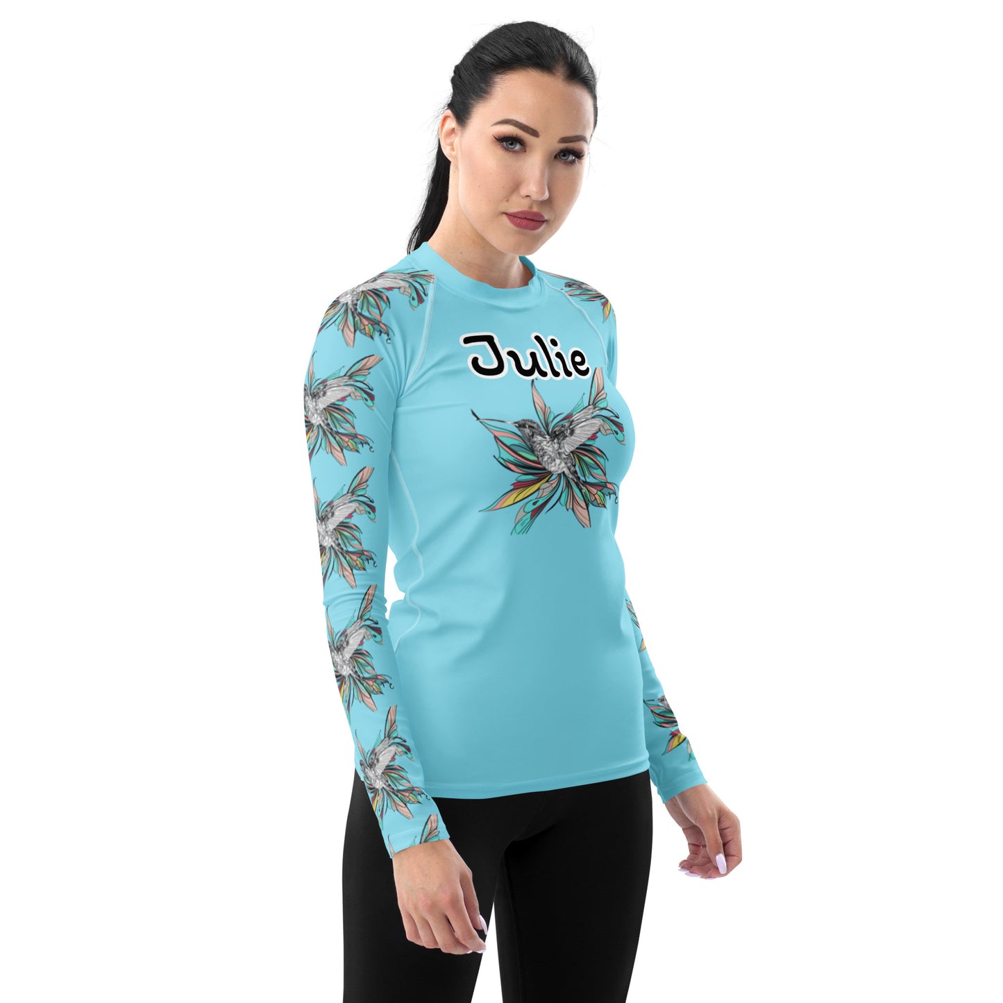 Rashguard - Women's Rash Guard - Hummingbird Design No. 5