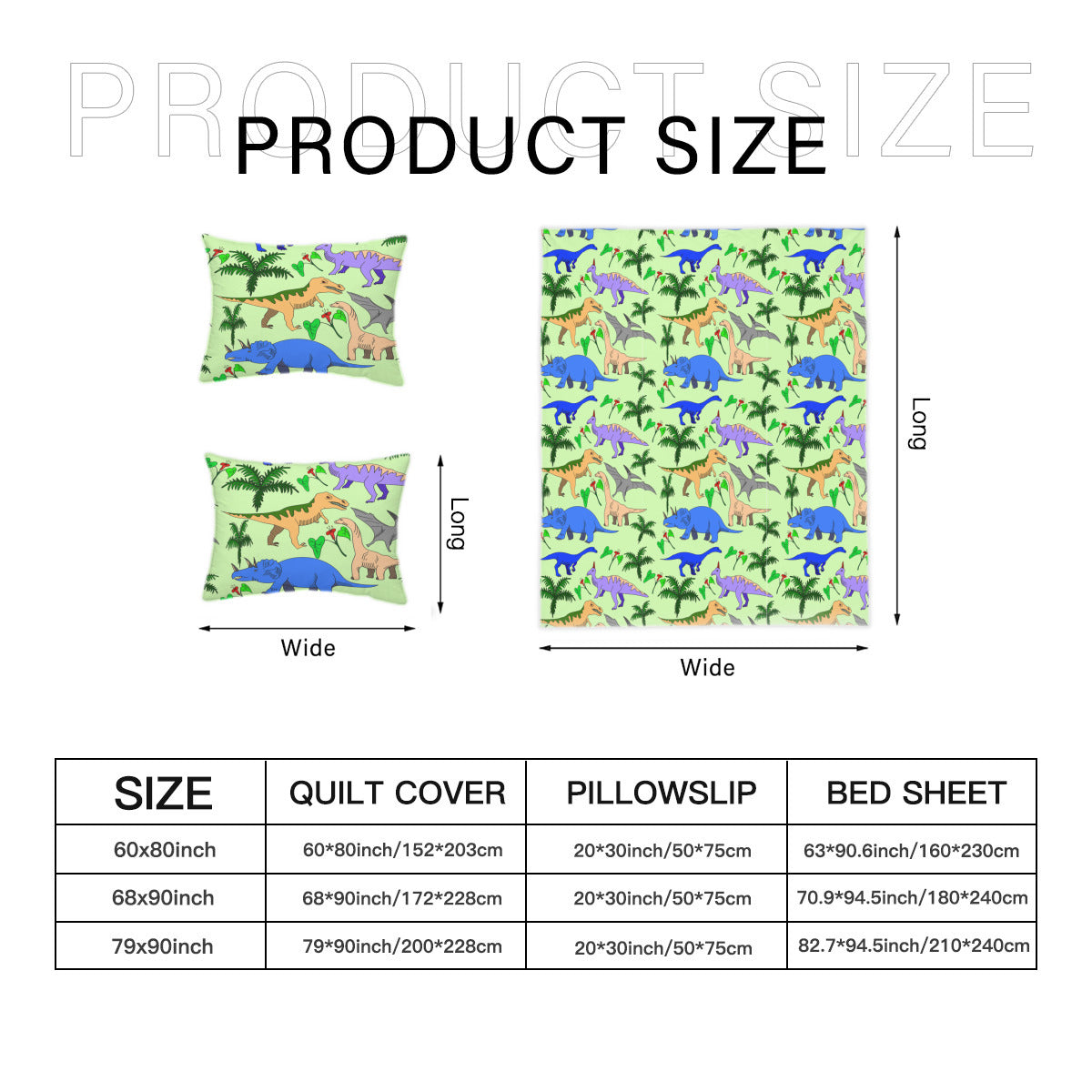 Reversible Dino Design kids Duvet Cover and pillow cases - 4 piece duvet set with hidden zipper