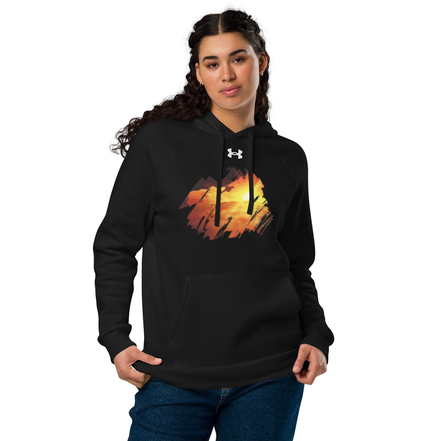 Under Armour® hoodie Mountain climber design at sunrise