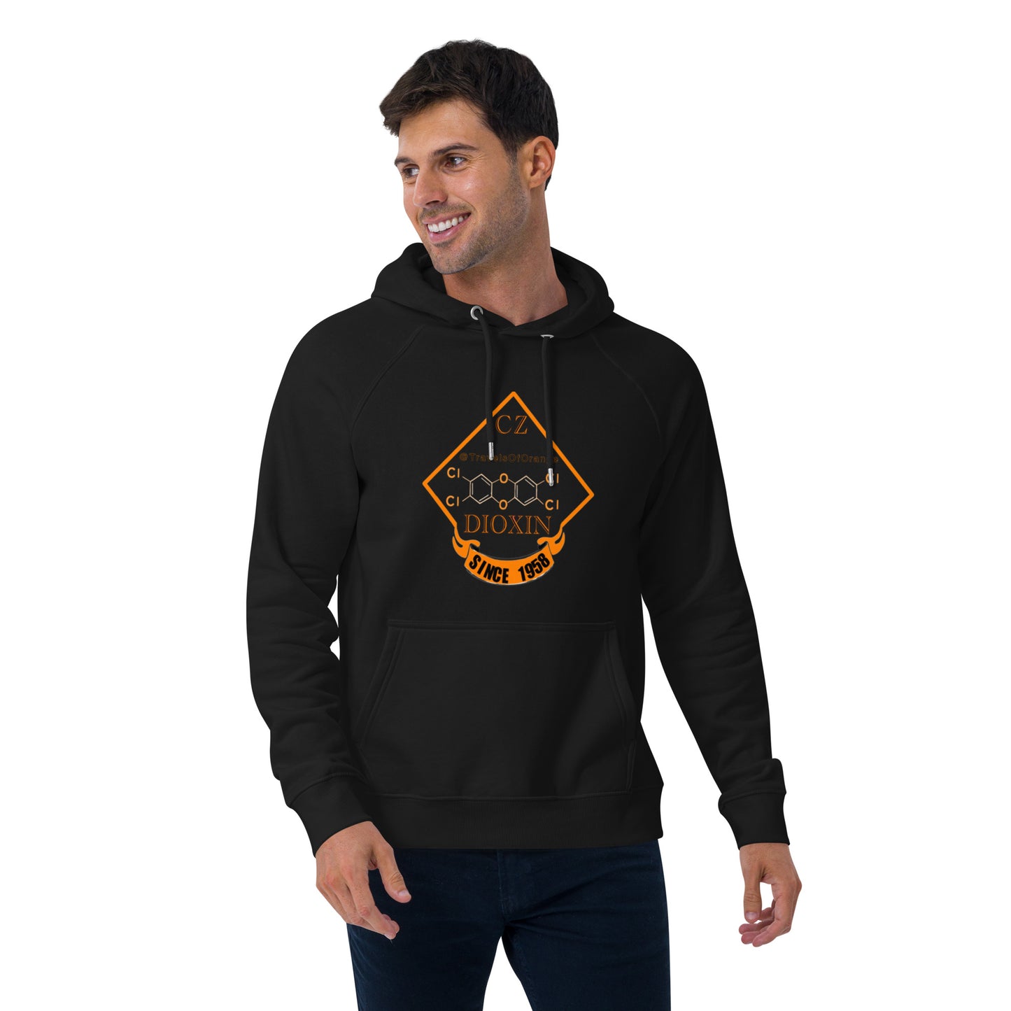 Panama Canal Zone Veteran - Unisex eco raglan hoodie Dioxin message