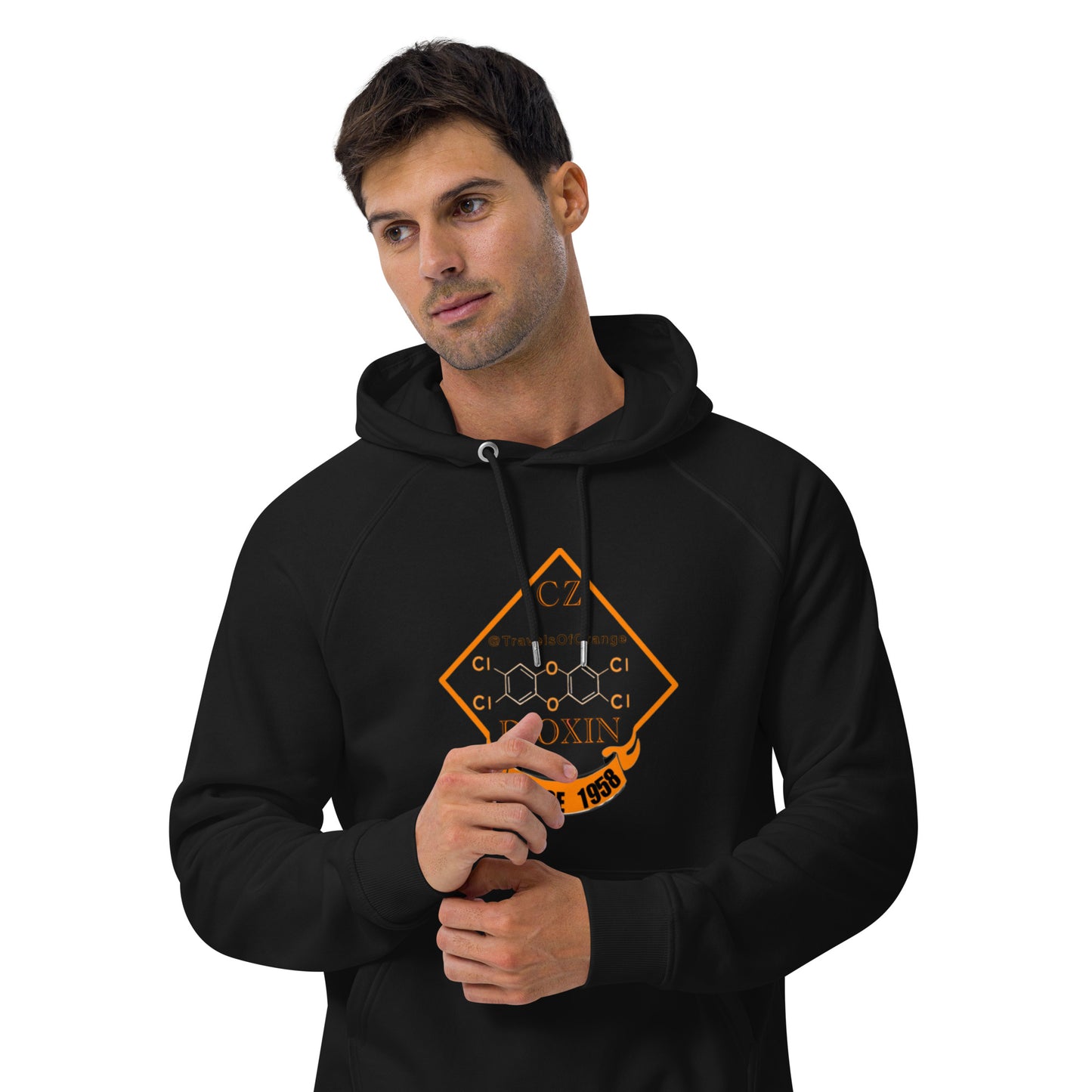 Panama Canal Zone Veteran - Unisex eco raglan hoodie Dioxin message