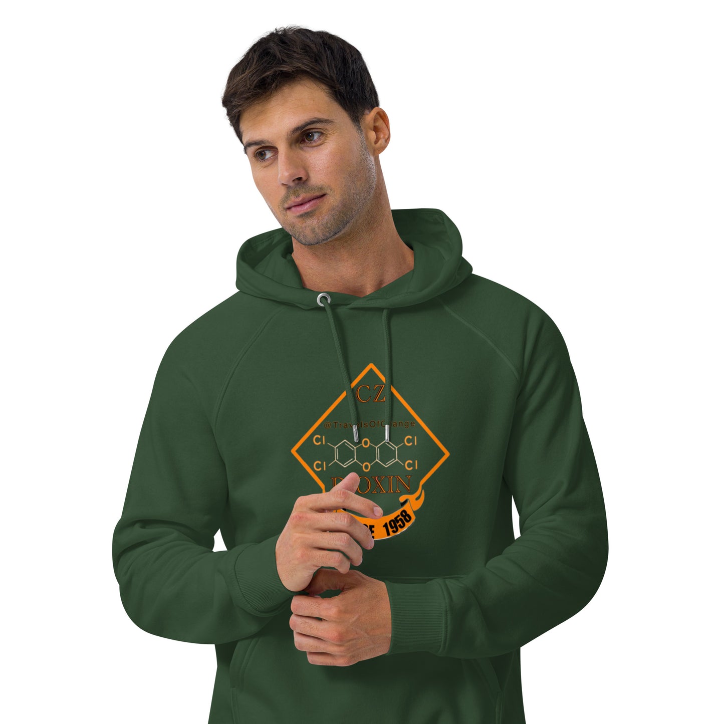 Panama Canal Zone Veteran - Unisex eco raglan hoodie Dioxin message