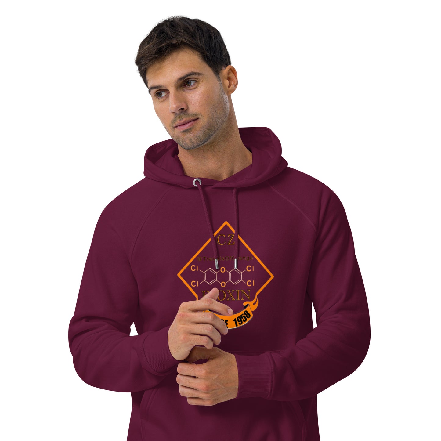 Panama Canal Zone Veteran - Unisex eco raglan hoodie Dioxin message