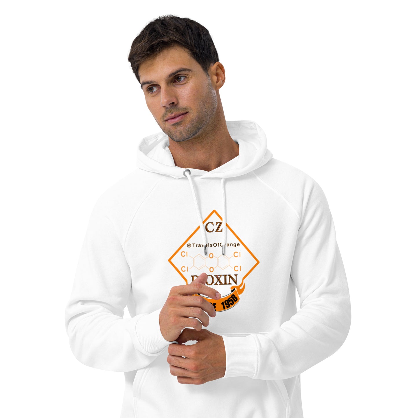 Panama Canal Zone Veteran - Unisex eco raglan hoodie Dioxin message