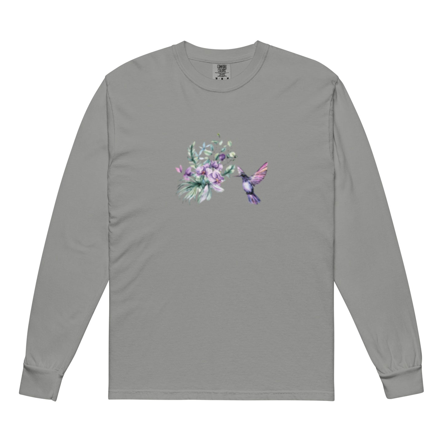 Garment-dyed heavyweight long-sleeve shirt Hummingbird design No.2