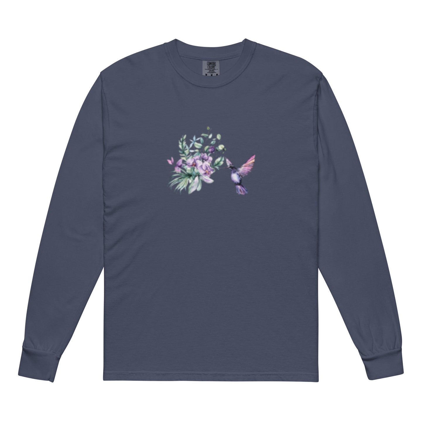 Garment-dyed heavyweight long-sleeve shirt Hummingbird design No.2
