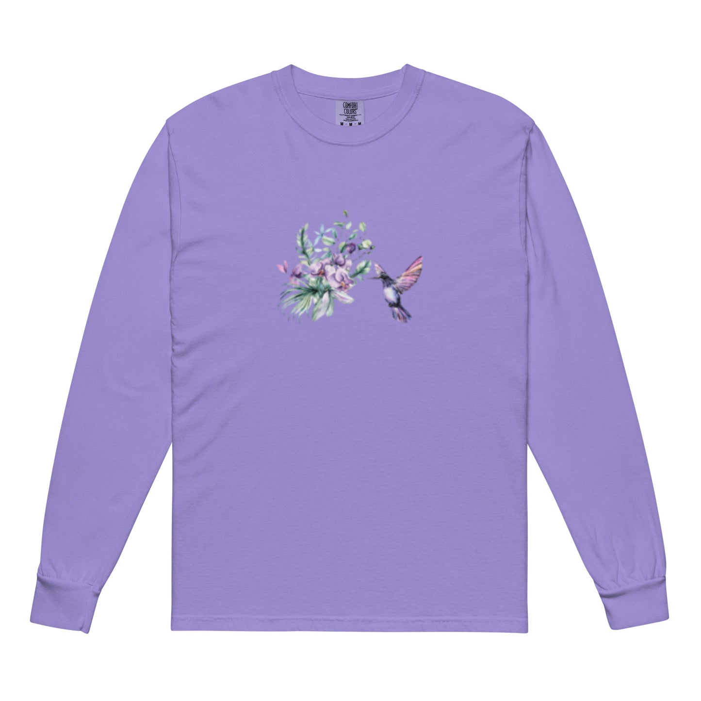 Garment-dyed heavyweight long-sleeve shirt Hummingbird design No.2