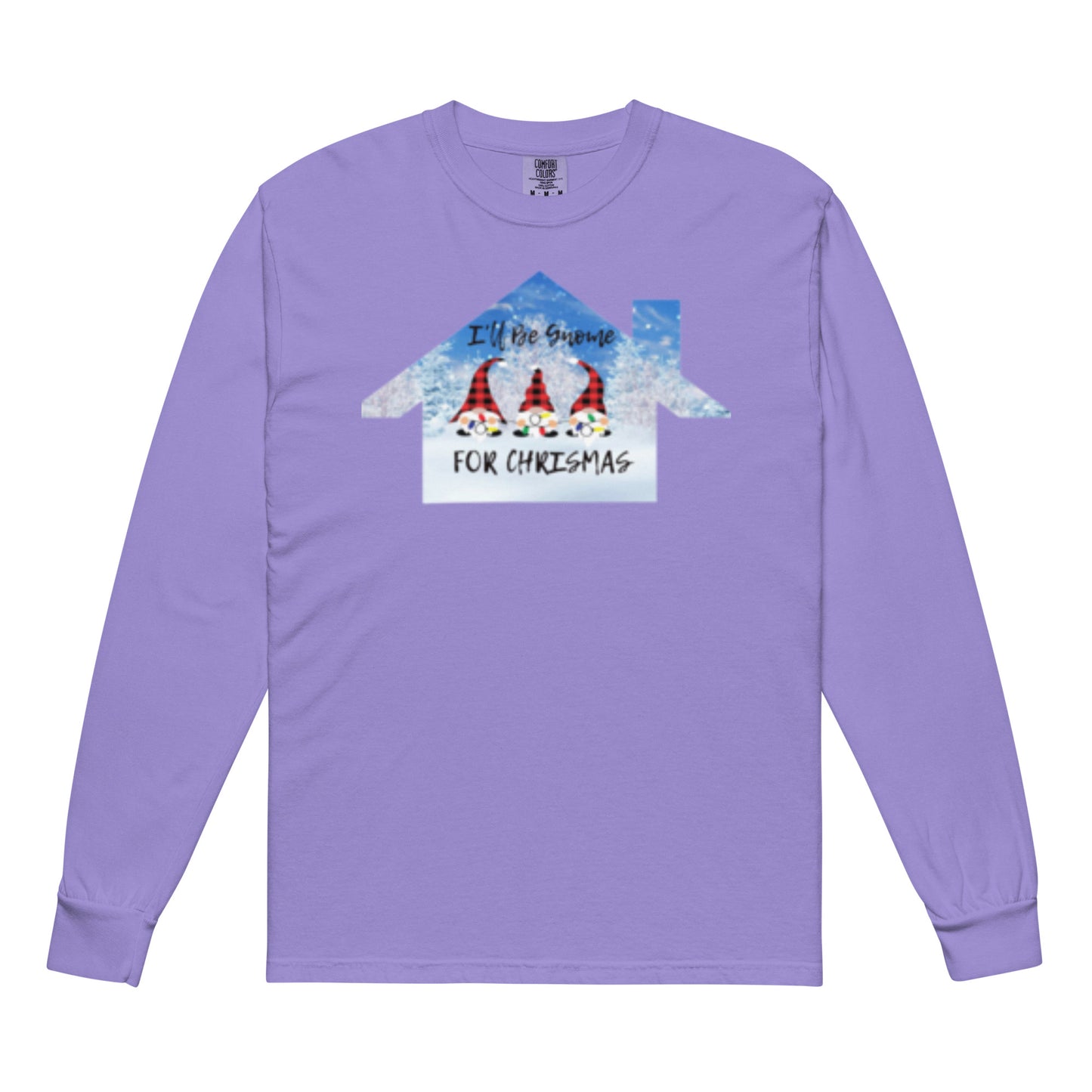 Garment-dyed heavyweight long-sleeve shirt - I'll be Gnome for Christmas design
