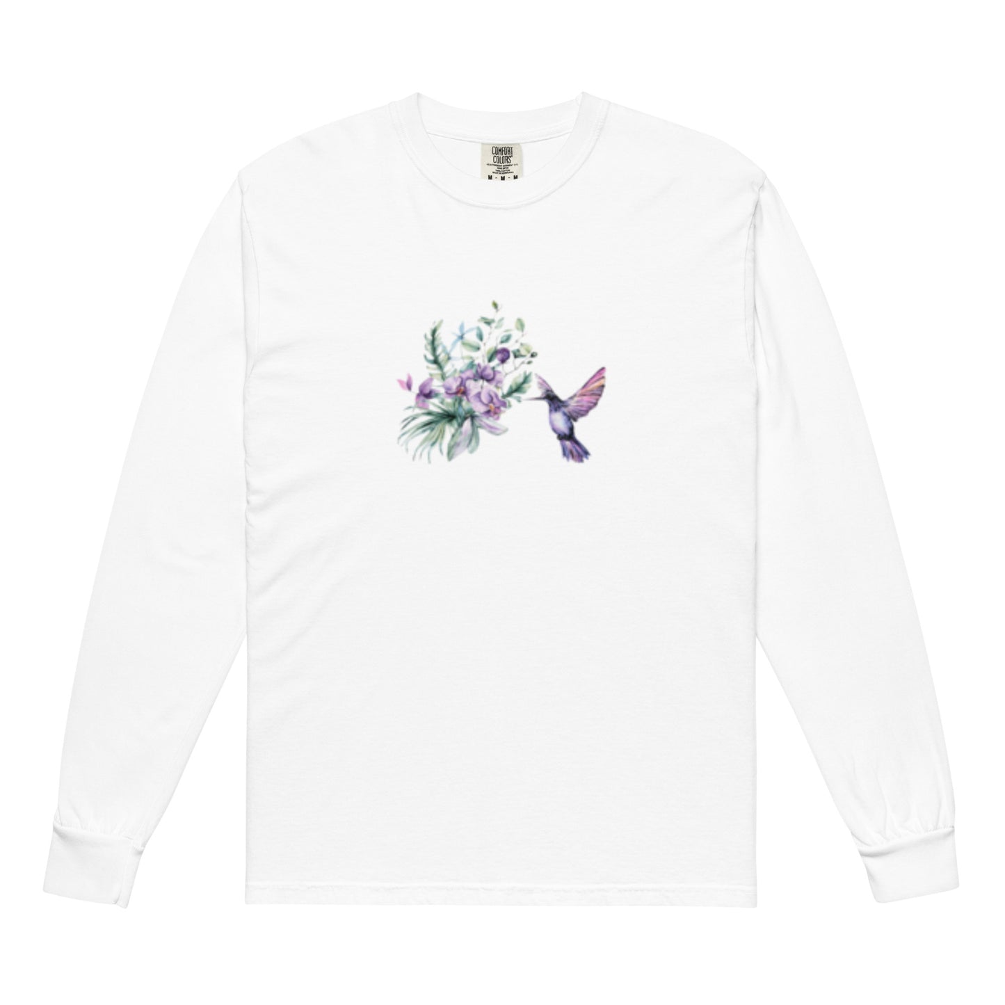 Garment-dyed heavyweight long-sleeve shirt Hummingbird design No.2