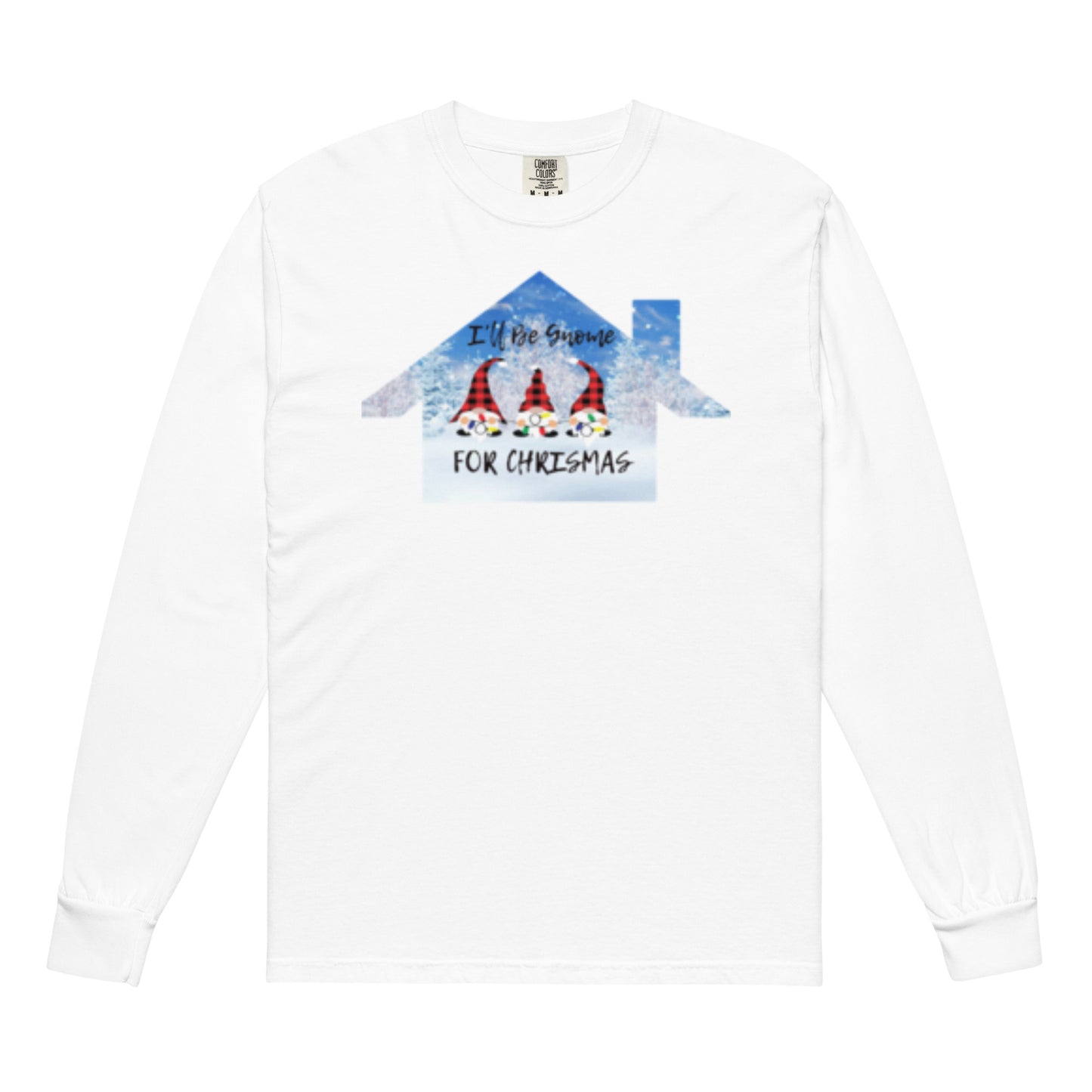 Garment-dyed heavyweight long-sleeve shirt - I'll be Gnome for Christmas design
