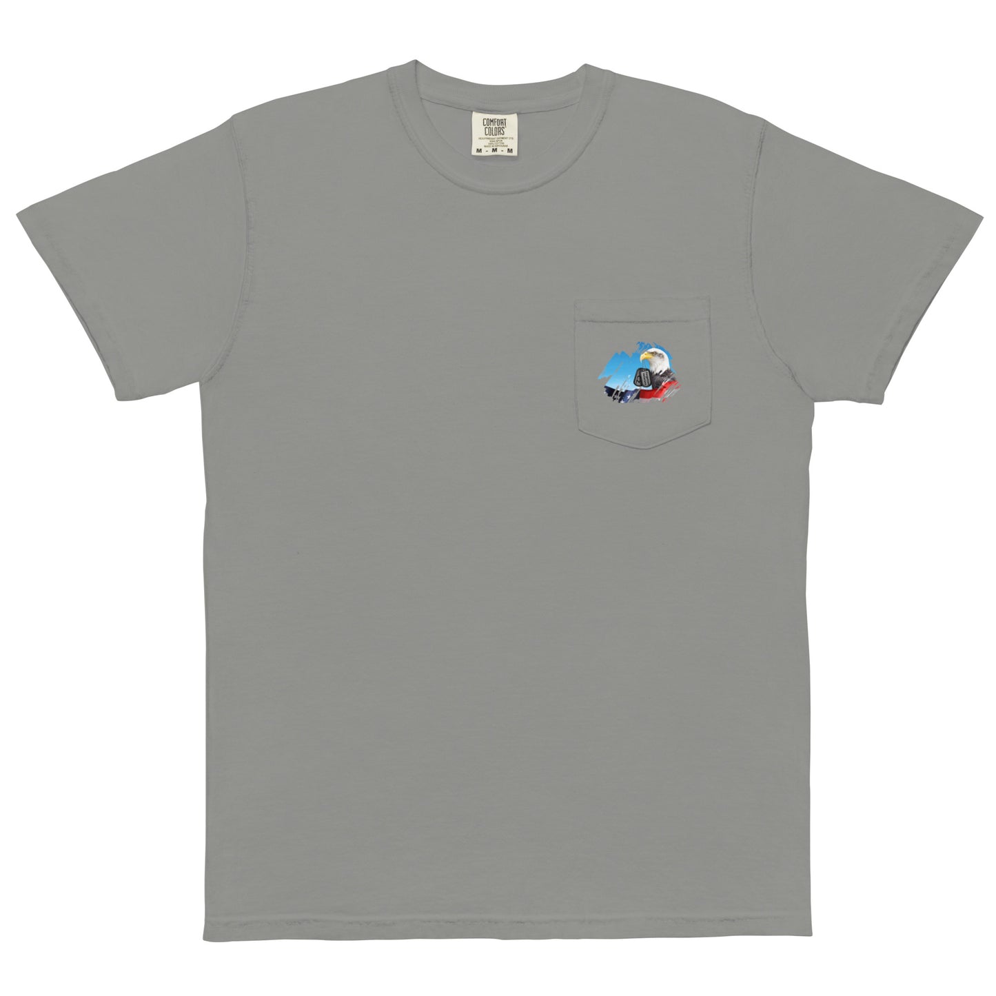 Unisex garment-dyed pocket t-shirt with Forgotten CZ Veterans on pocket design