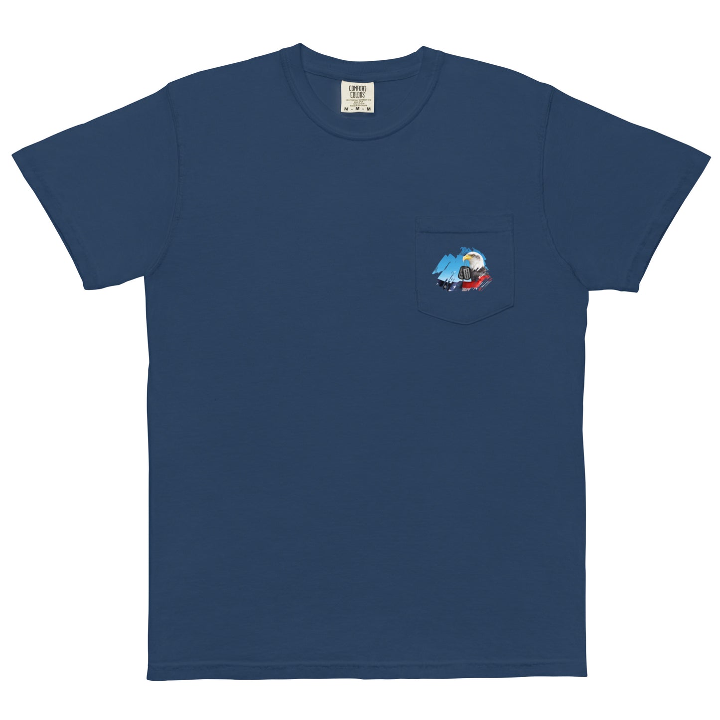 Unisex garment-dyed pocket t-shirt with Forgotten CZ Veterans on pocket design