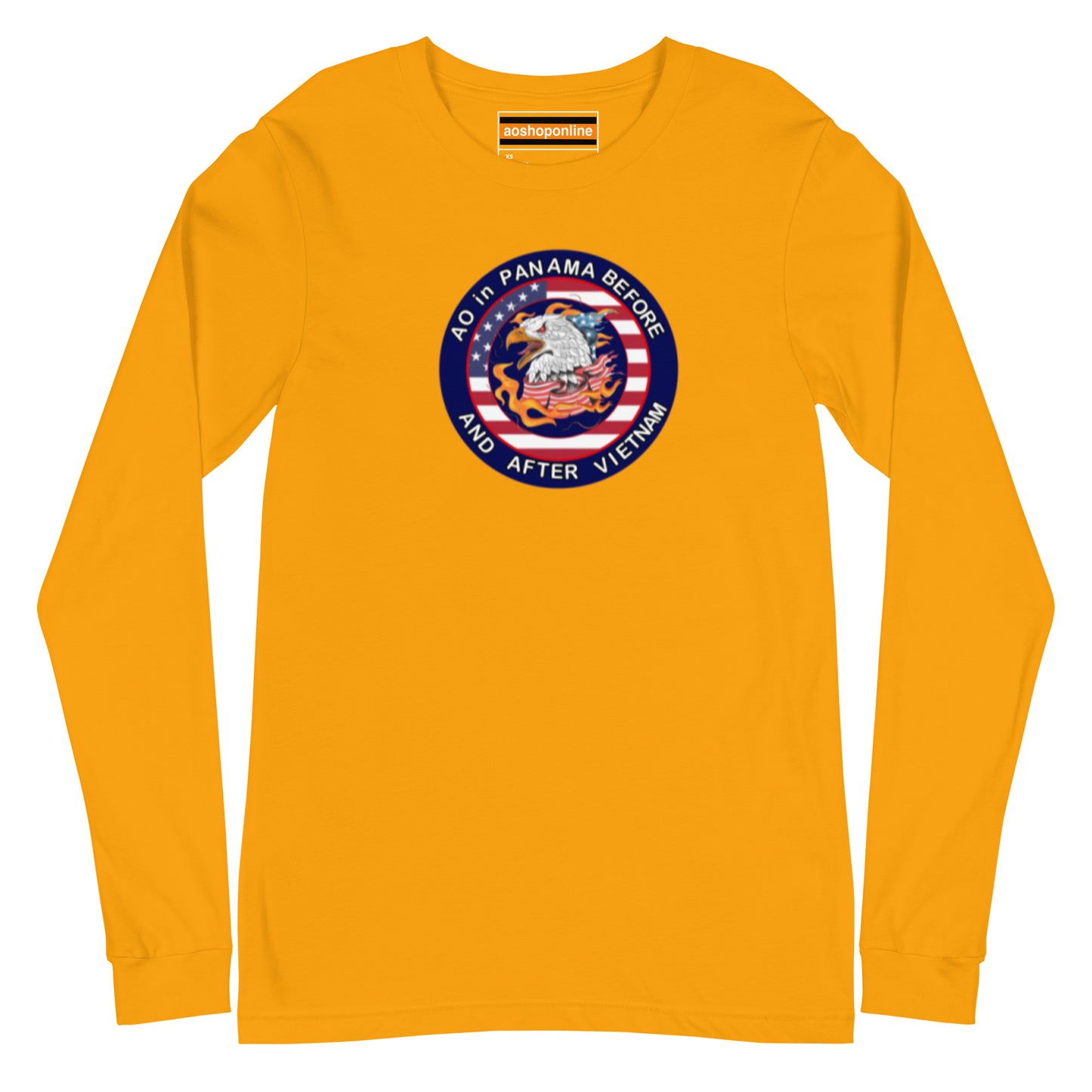 Panama Canal Zone Veteran Unisex Long Sleeve Tee with the design AO in Panama before and after Vietnam
