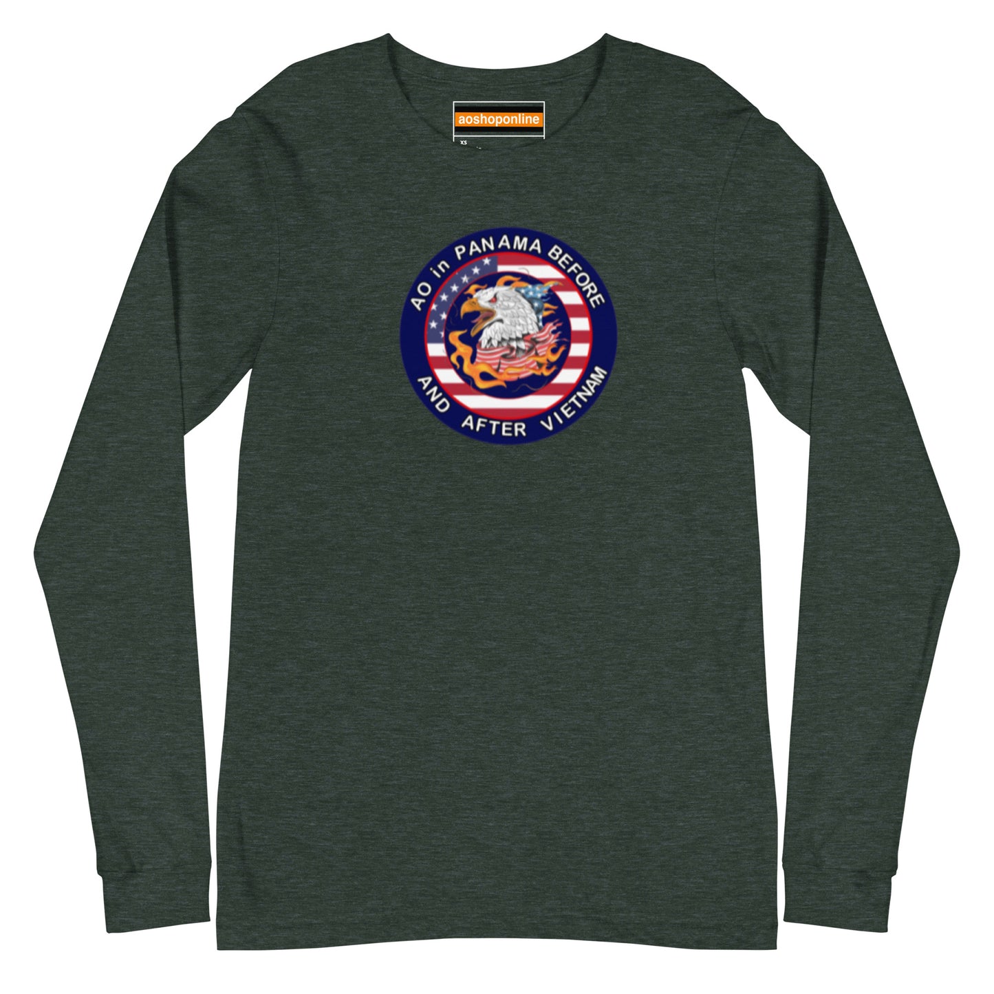 Panama Canal Zone Veteran Unisex Long Sleeve Tee with the design AO in Panama before and after Vietnam