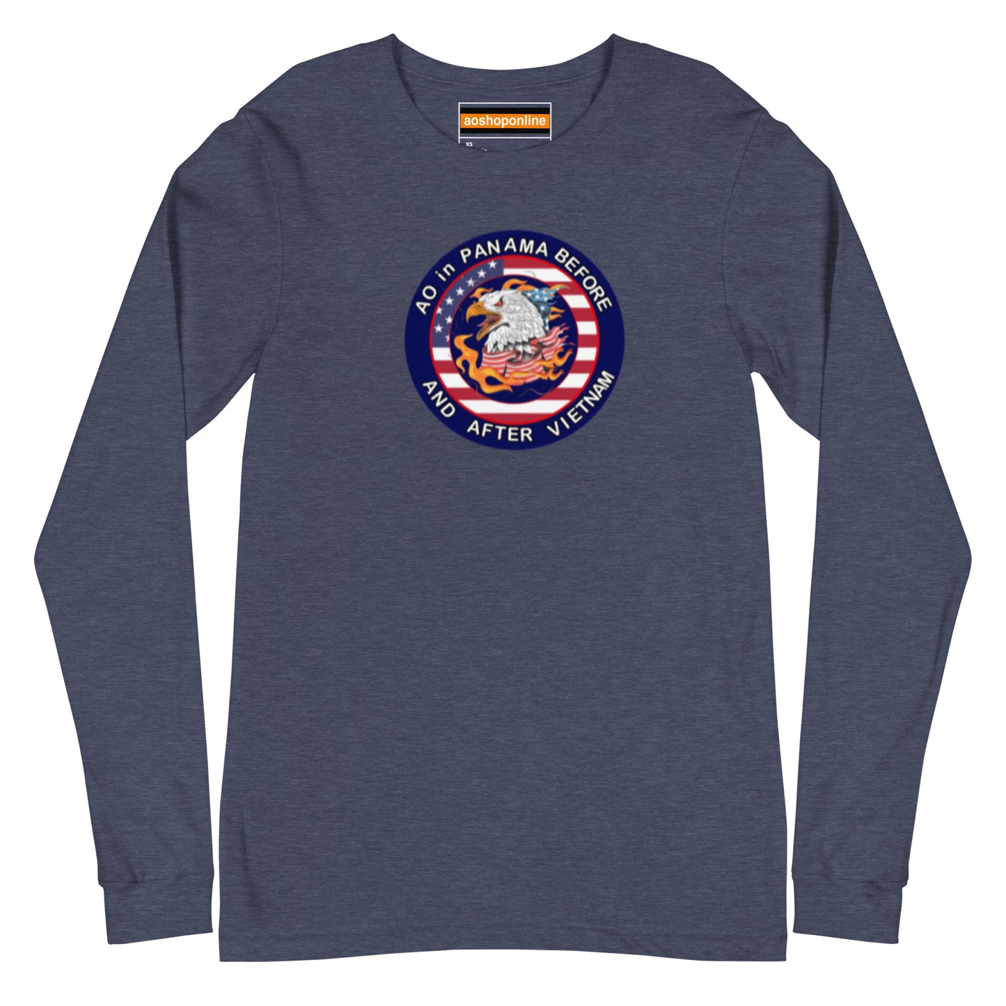Panama Canal Zone Veteran Unisex Long Sleeve Tee with the design AO in Panama before and after Vietnam